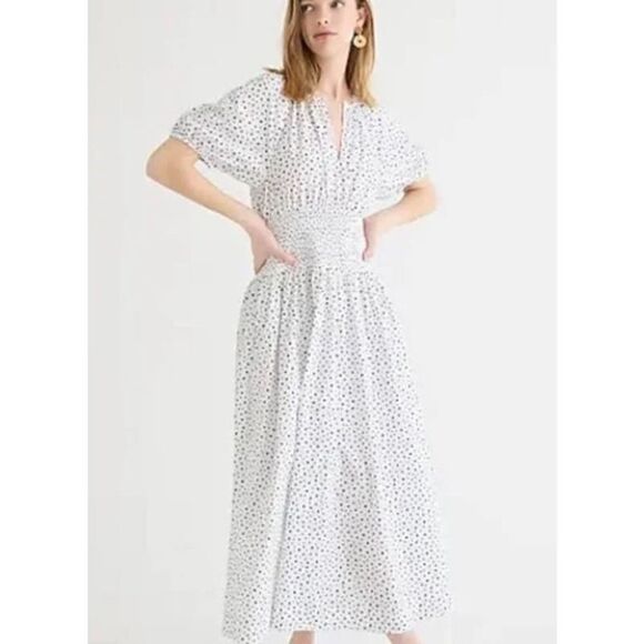 J. Crew Dresses & Skirts - Elegant White Polka Dot Dress